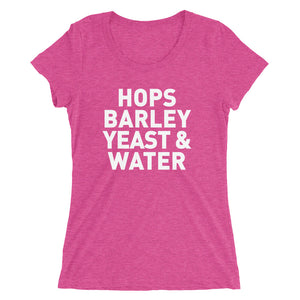 Ladies' Hops Barley Yeast Water Tri-blend short sleeve t-shirt