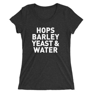 Ladies' Hops Barley Yeast Water Tri-blend short sleeve t-shirt